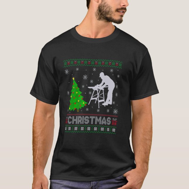 Carpenter Julafton Träd Lighting Ugly God Jul Swea T Shirt (Framsida)