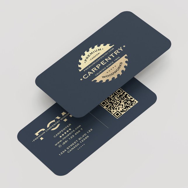 Carpenter Monogram Navy Blue Modern Visitkort (Carpenter Monogram Navy Blue Modern Business Card
)
