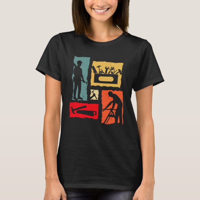 Carpenter Retro Woodworker T Shirt (Framsida)