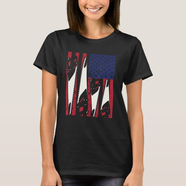 Carpenter USA Woodworking American Flag Carpentry_ T Shirt (Framsida)