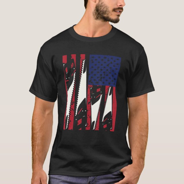 Carpenter USA Woodworking American Flag Carpentry_ T Shirt (Framsida)