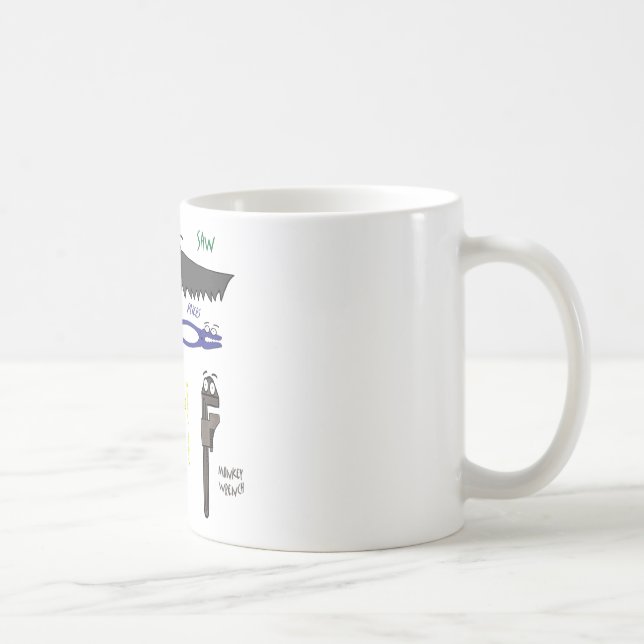 Carpenter Verktyg Whimsical Tecknad Art Kaffemugg (Höger)