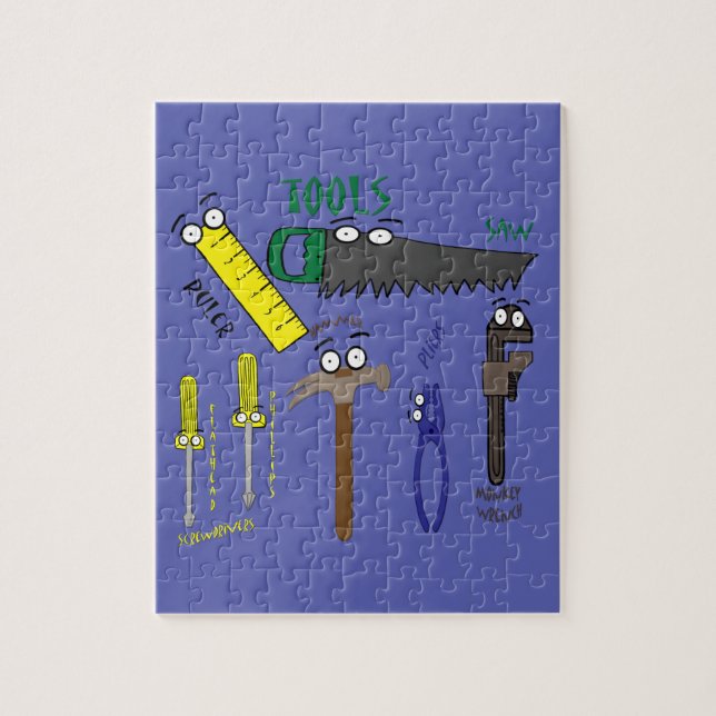Carpenter Verktyg Whimsical Tecknad Art Pussel (Vertikal)