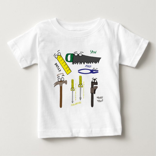 Carpenter Verktyg Whimsical Tecknad Art Tee Shirt (Framsida)