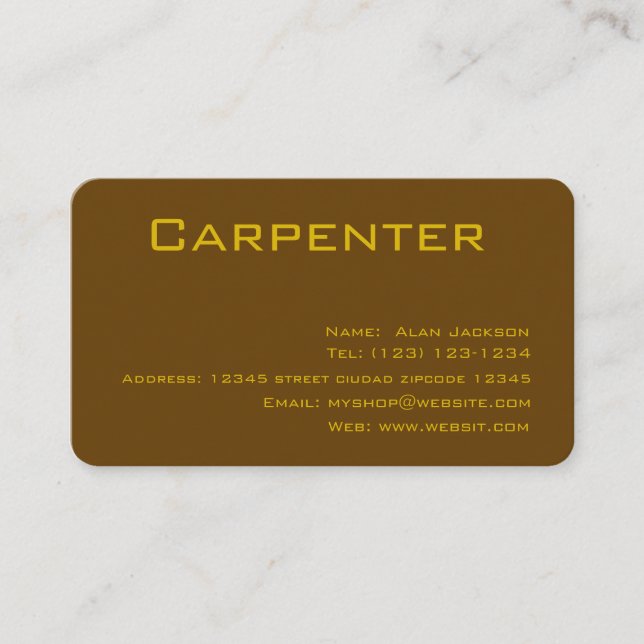 CARPENTER Visitenhet redigerbar Visitkort (Framsida)