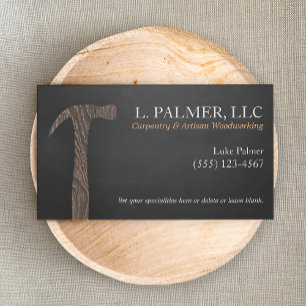 Carpenter Wood Hammer Logotyp Carpentry Visitkort