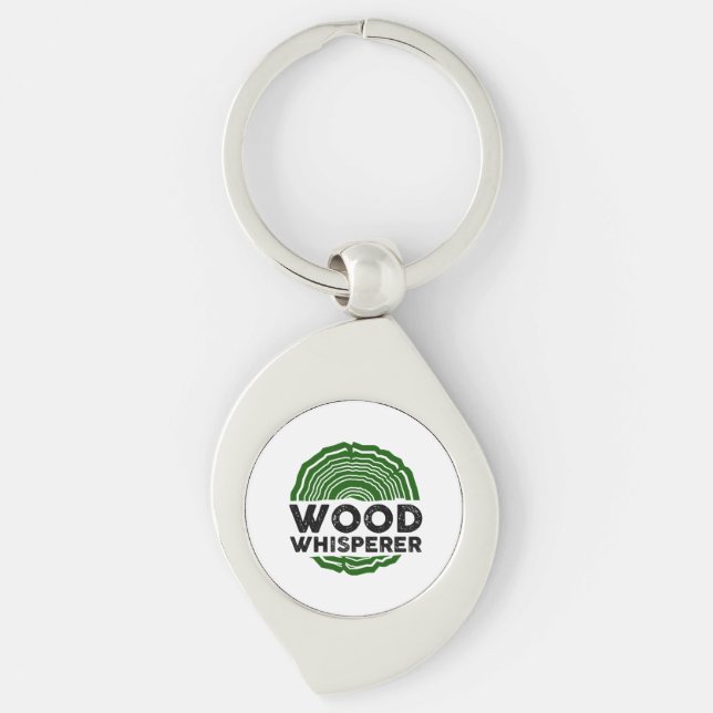 Carpenter - Wood Whisperer Swirl Silverfärgad Nyckelring (Framsidan)