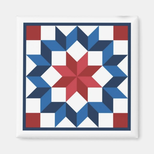 Carpenter's Star Barn Quilt Magnet (Framsidan)