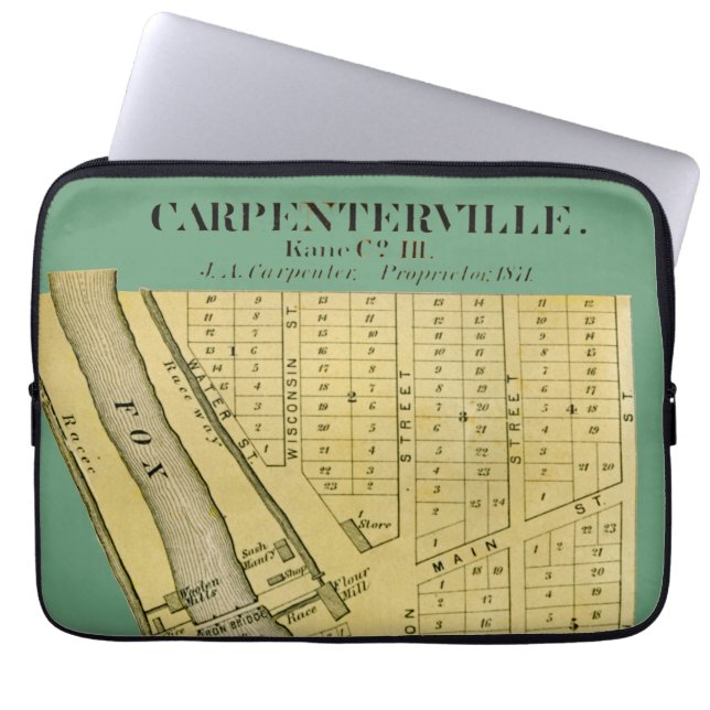 CARPENTERSVILLE DUNDEE ILLINOIS 1871 KARTA LAPTOP FODRAL (Framsidan)