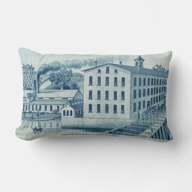 Carpentersville Illinois 1871 Illinois Järn n Bolt Lumbarkudde (Framsida)