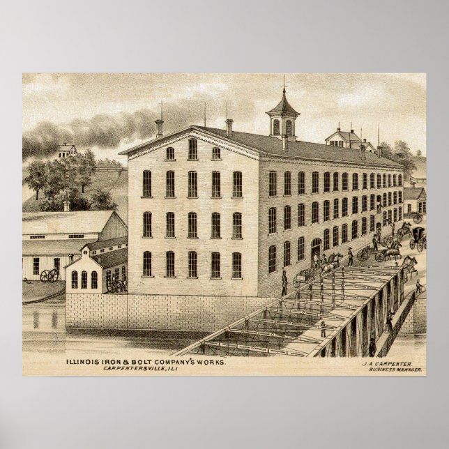 Carpentersville Illinois Järn och Bolt Co. 1871 Poster (Framsidan)