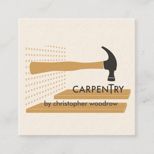 Carpentry Carpenter Woodworking-Affärskortet Fyrkantigt Visitkort (Framsida)