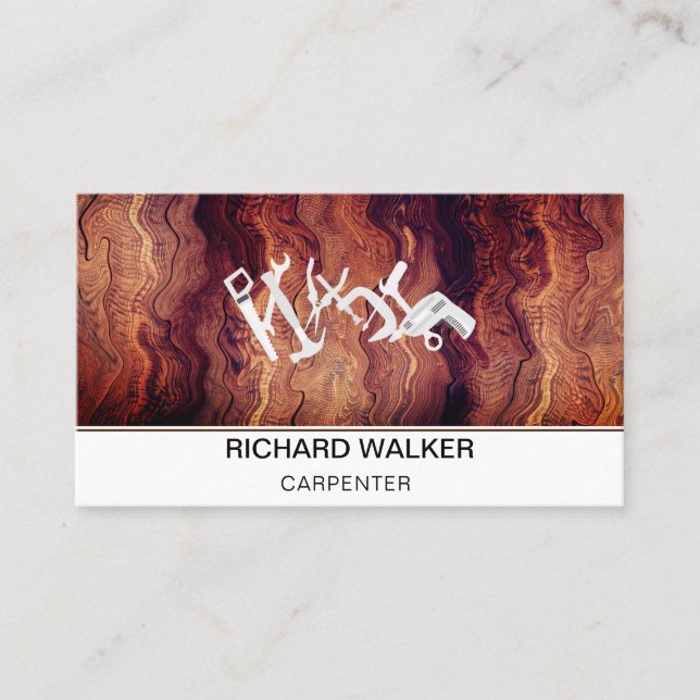 Carpentry Handyman Verktyg Wooden Works Visitkort (Framsida)