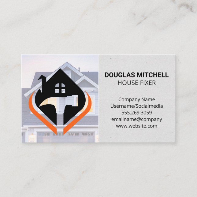 Carpentry Logotyp | House Hammer Visitkort (Framsida)