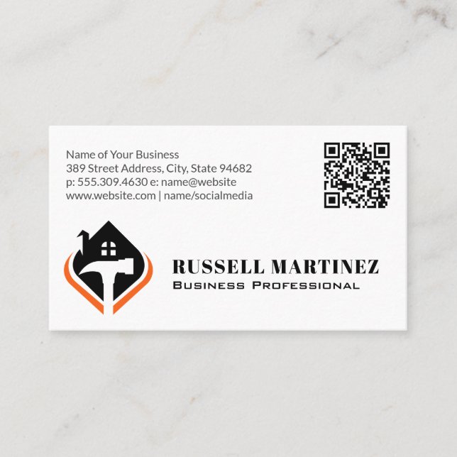 Carpentry Logotyp | QR-kodAffärskort Visitkort (Framsida)