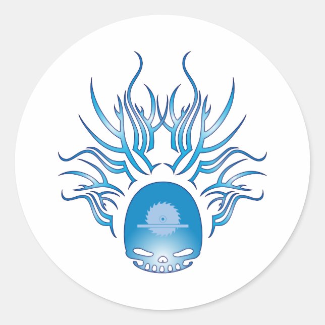 Carpentry Skull Runt Klistermärke (Framsida)