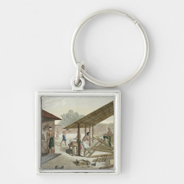 Carpentryseminariet i Kupang, Timor, pläterar 6 Fyrkantig Silverfärgad Nyckelring (Framsidan)