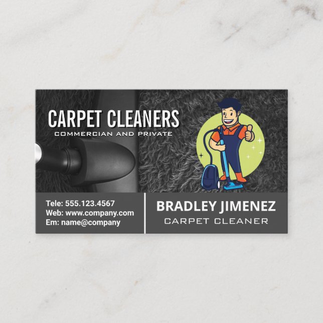 Carpet Cleaner Guy | Vakuering | MATTA Visitkort (Framsida)