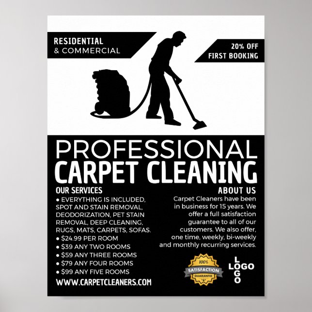 Carpet Cleaner Silhouette, Carpet Städning Service Poster (Framsidan)