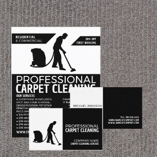 Carpet Cleaner Silhouette, Carpet Städning Service Visitkort