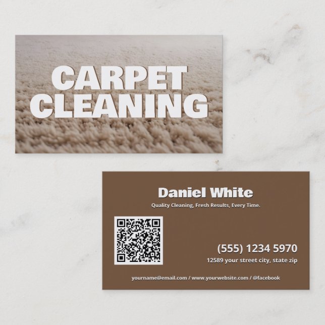 🌟 Carpet Städning Anpassningsbar QR Visitkort (Fram/baksida)