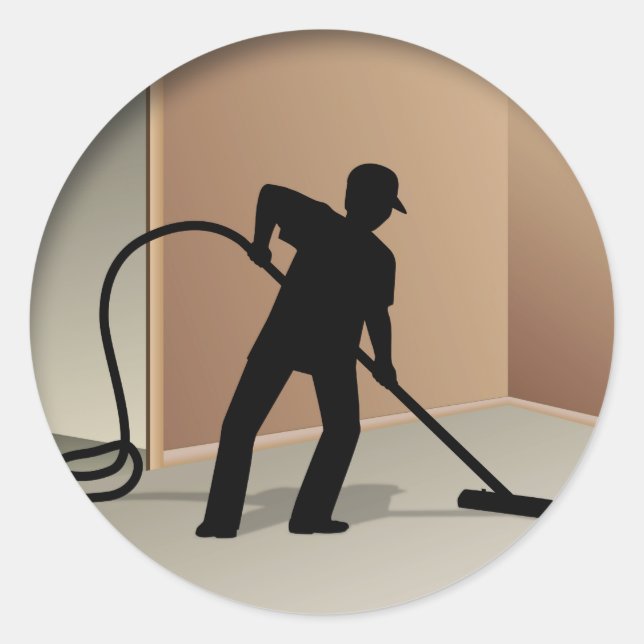 Carpet Städning Runt Klistermärke (Framsida)