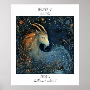 Carpicorn Zodiak Astrologi Namn & Födelsedag Poster