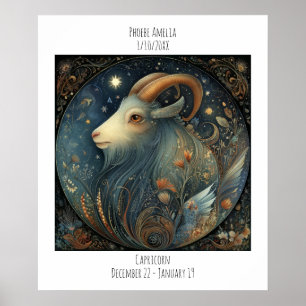 Carpicorn Zodiak Astrologi Namn & Födelsedag Poster