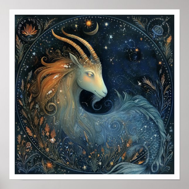 Carpicorn Zodiakens Födelsemärke Astrologi Celesti Poster (Framsidan)