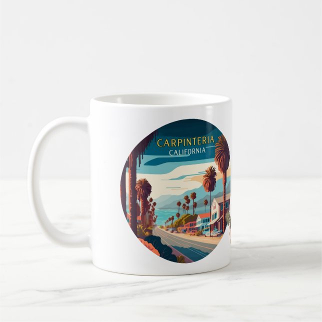 Carpinteria California Sunset Handflatan Träd Retr Kaffemugg (Vänster)