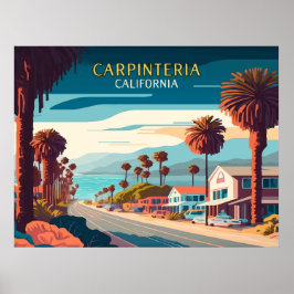 Carpinteria California Sunset Handflatan Träd Retr Poster