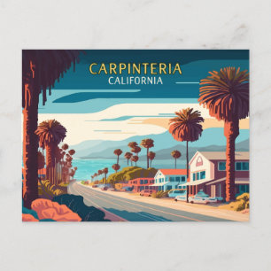 Carpinteria California Sunset Handflatan Träd Retr Vykort