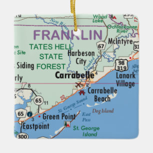 Carrabelle Florida Karta Julgransprydnad Keramik