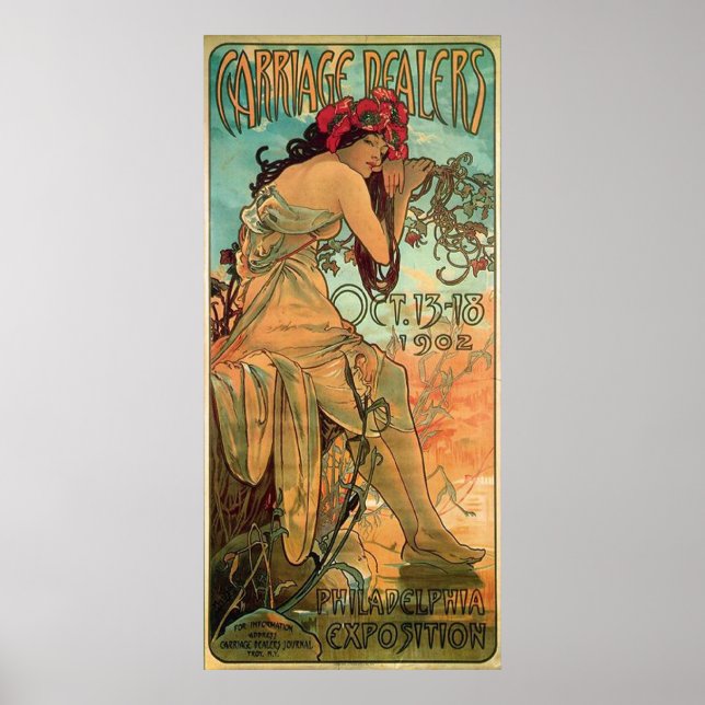 Carrage Dealers Annons av Alphonse Mucha Poster (Framsidan)
