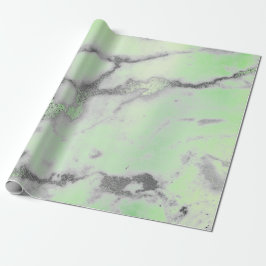 Carrara Marble Mint Grönt Grått Silver Minimal Presentpapper