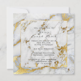Carrara Marble White Grått Golden Ram Lux, händels Inbjudningar