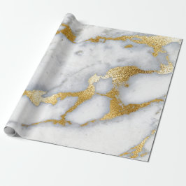 Carrara Marble White Grått Golden Strokes Minimal Presentpapper