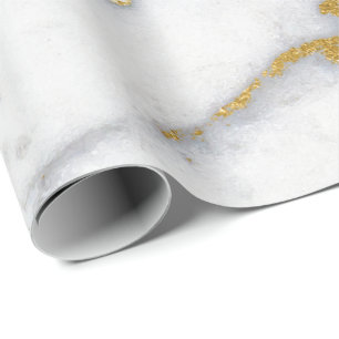 Carrara Marble White Grått Golden Strokes Minimal Presentpapper
