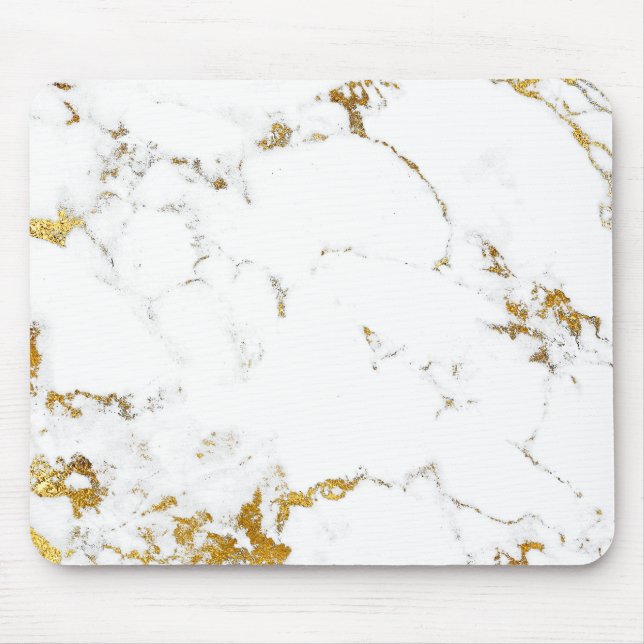 Carrara Minimal Lux Guld White Grått Marble Musmatta (Framsidan)