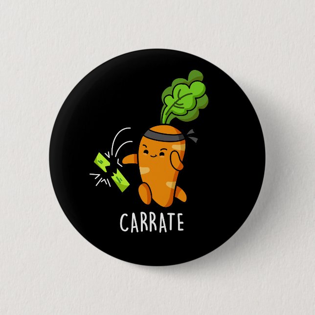 Carrate Funny Carrot Karate Pun Mörk BG Knapp (Framsida)