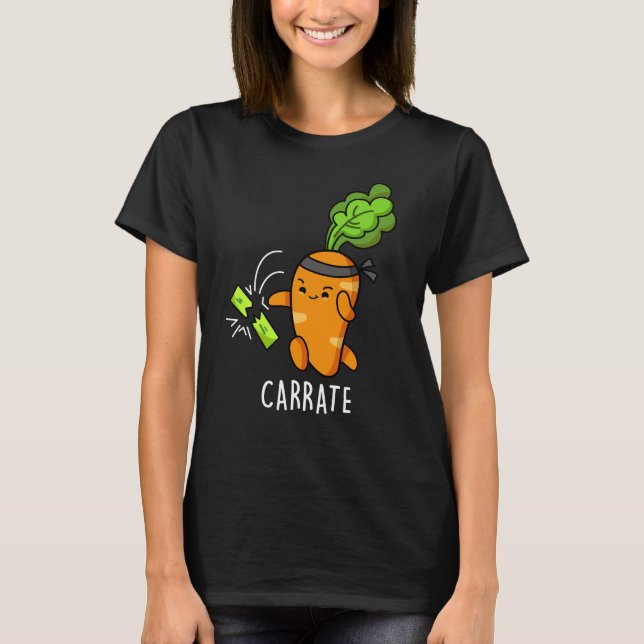 Carrate Funny Carrot Karate Pun Mörk BG T Shirt (Framsida)