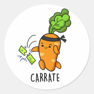 Carrate Funny Carrot Karate Pun Runt Klistermärke