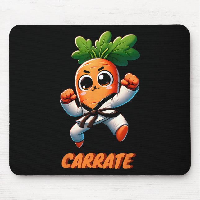 Carrate Karate Carrot Cute och Funny Training Pun Musmatta (Framsidan)