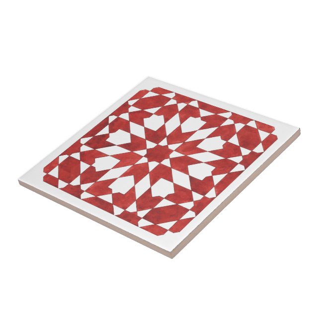Carreau cérémique Mosaïque marocaine rouge ZELLIGE Kakelplatta (Sidan)