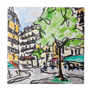 Carrefour de l'Odeon, Paris, Frankrike Kakelplatta