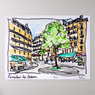 Carrefour de l'Odeon, Paris, Frankrike Poster
