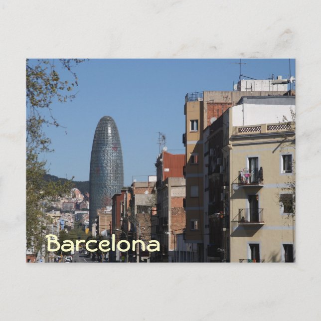 Carrer de Badajoz och Torre Agbar, Barcelona Vykort (Framsida)