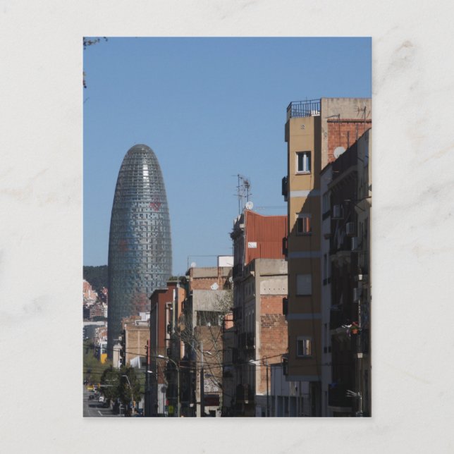 Carrer de Badajoz och Torre Agbar, Barcelona Vykort (Framsida)