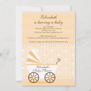 Carriage Baby Shower Inbjudan Peach boy or girl