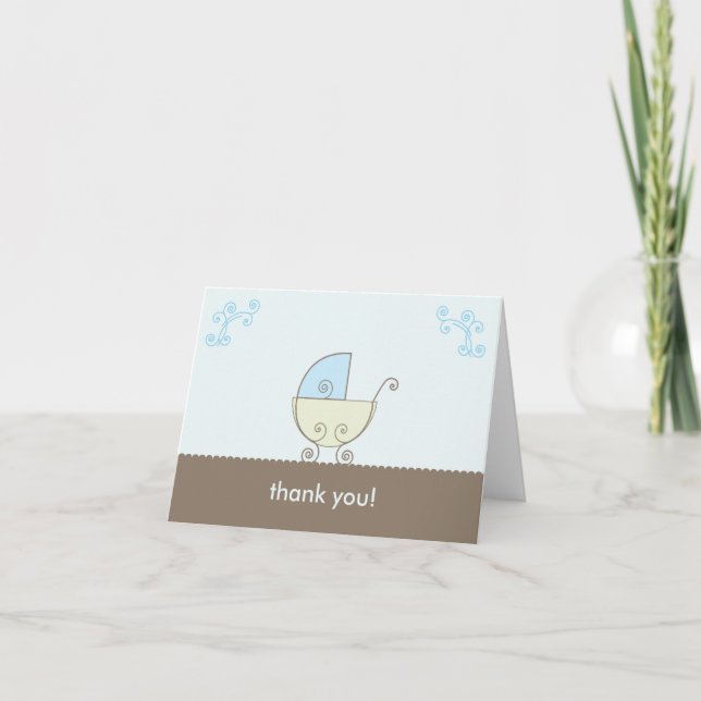 Carriage Baby Shower Tack - Blue and Grönt Kort (Framsida)